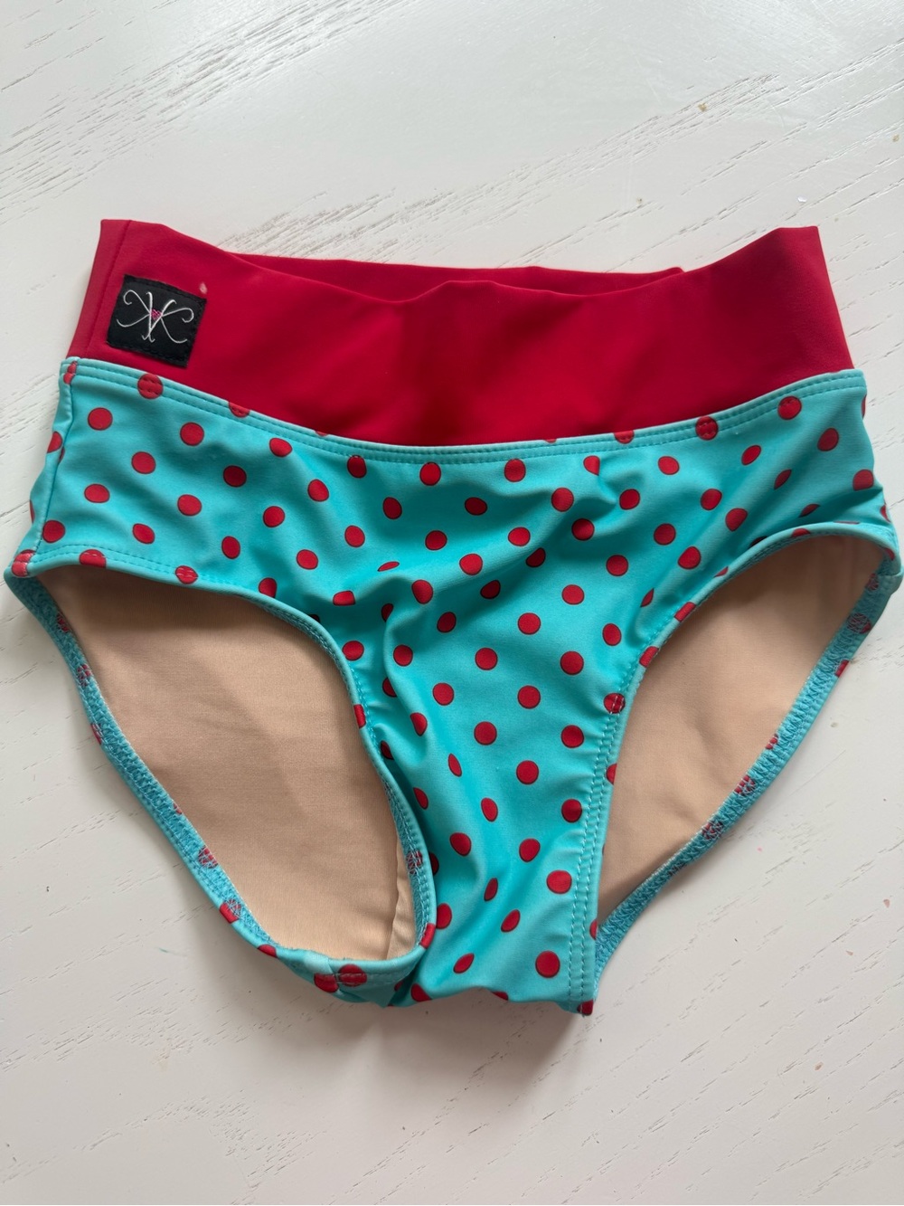 Girls' Teal & Red Polka Dot Dance Briefs - Youth Kandi Kouture